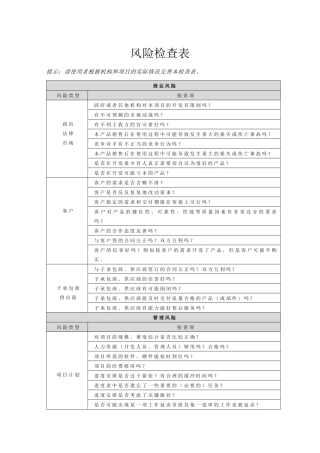 附录E-1风险检查表1
