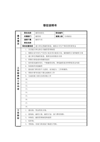 新华信-德龙钢铁融资部部长职位说明书