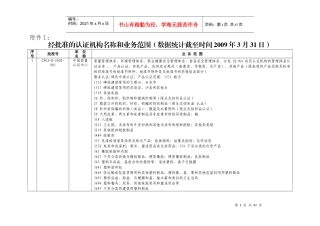 附件1：经批准的认证机构名称和业务范围（数据统计截至时间2