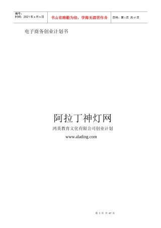 阿拉丁神灯网创业计划书