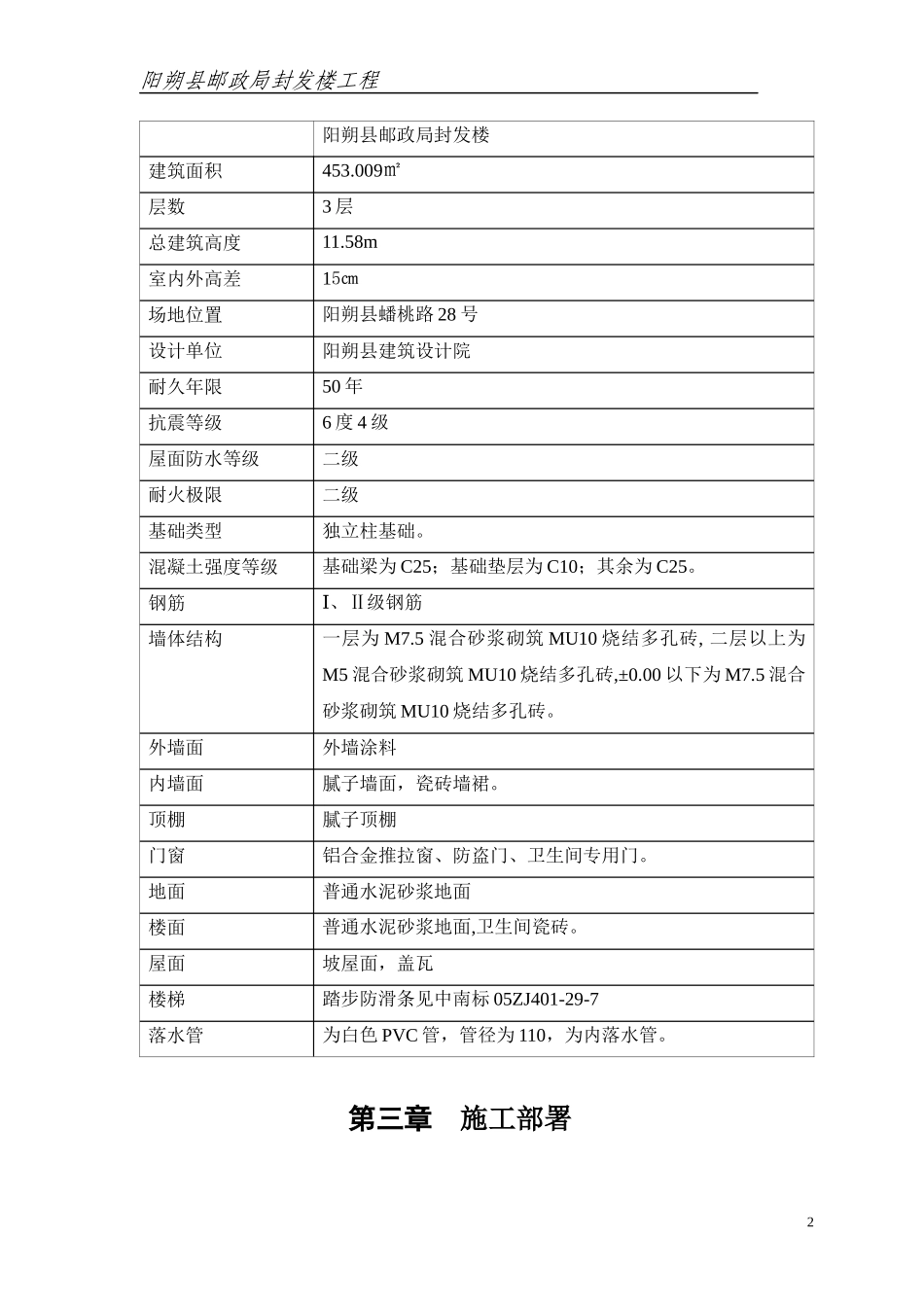 阳朔邮政局施工组织(砖混)_第2页