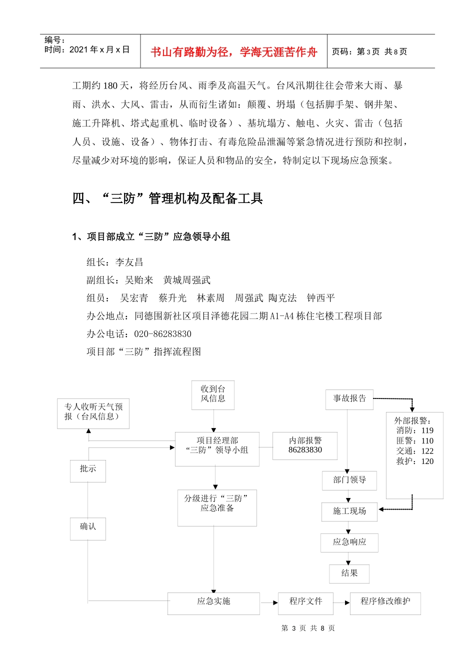 防雷防汛防台应急预案(泽德花园一标段)_第3页