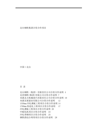 钢铁行业--北台钢铁集团合资合作项目