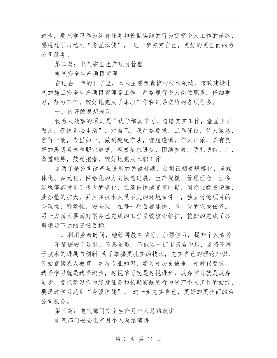 电气安全生产项目管理个人总结_第3页