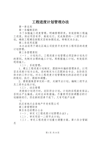 工程进度计划管理办法