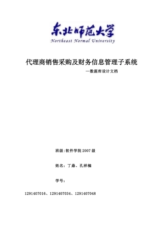 代理商销售采购及财务信息管理子系统—数据库设计文档