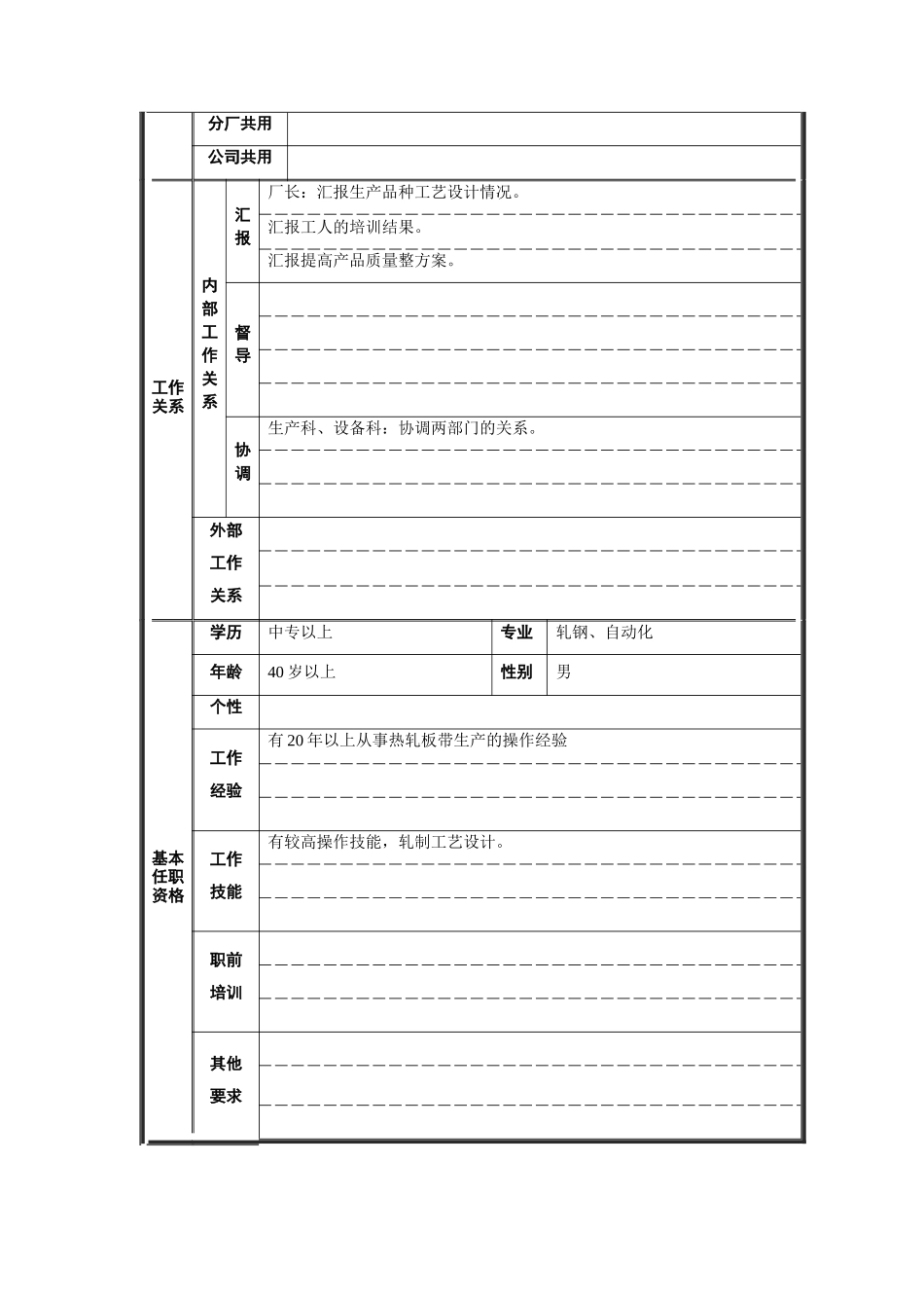 轧钢厂（工艺）厂长助理岗位说明书_第2页