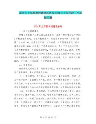 2024年上年新农村建设总结与2024年上年民政工作总结汇编