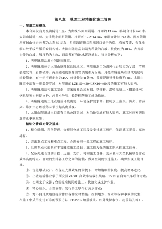 隧道工程精细化施工管理