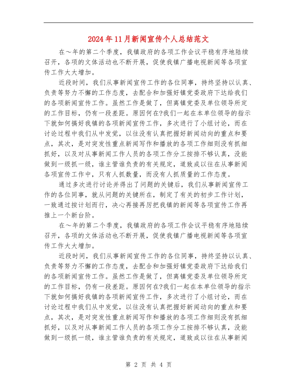 2024年11月新闻宣传个人总结范文_第2页