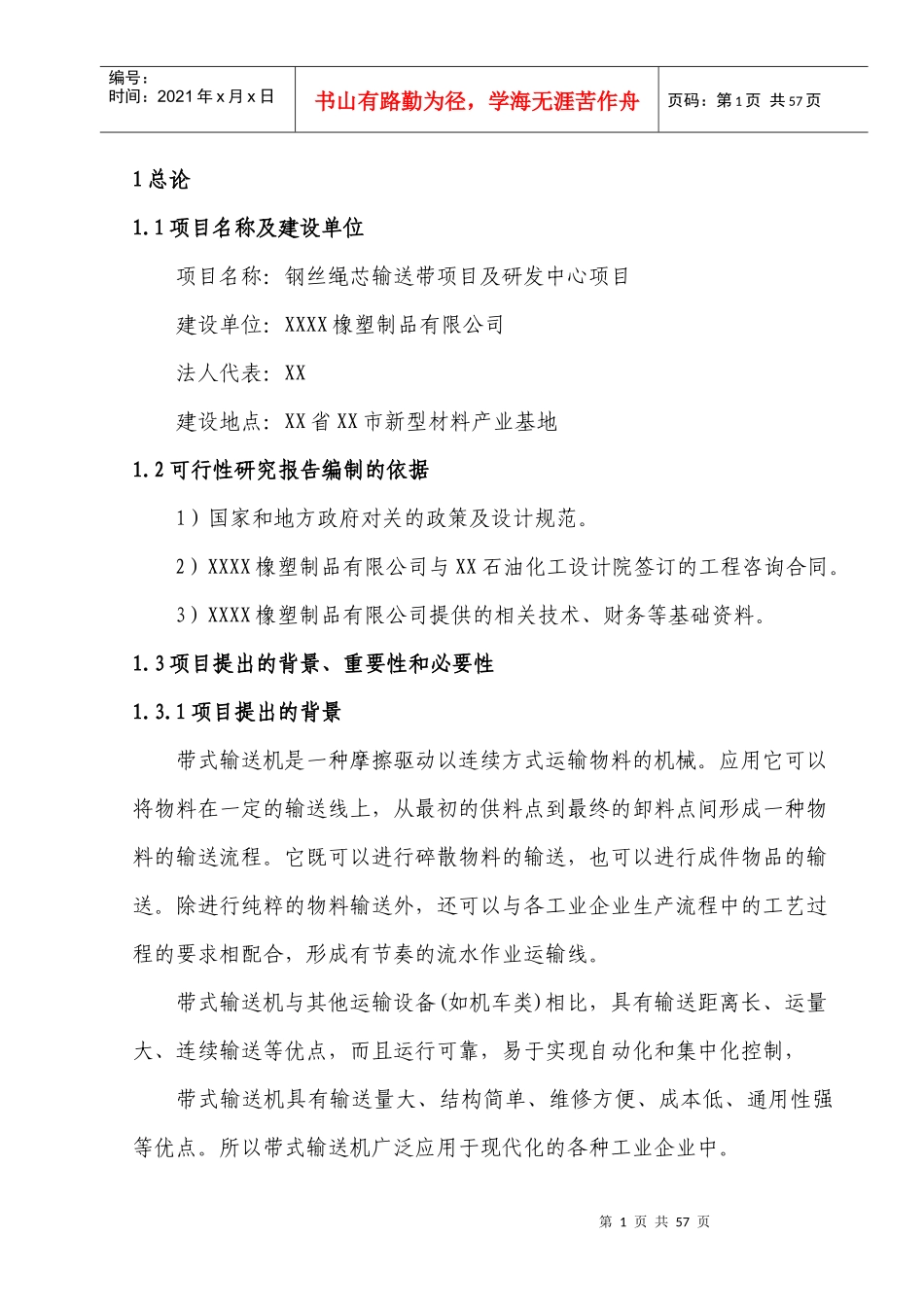 钢丝绳芯输送带项目及研发中心项目报告_第1页