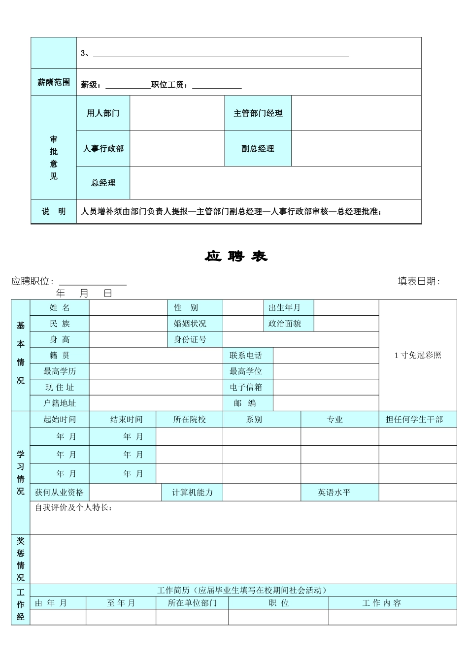 生物制药有限公司人事套表_第3页