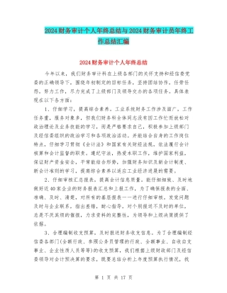 2024财务审计个人年终总结与2024财务审计员年终工作总结汇编