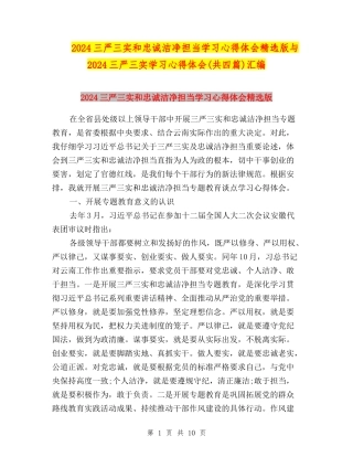 2024三严三实和忠诚干净担当学习心得体会精选版与2024三严三实学习心得体会汇编