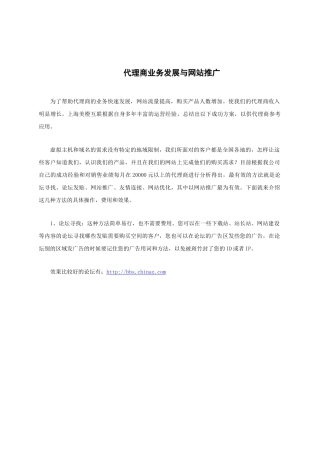 代理商业务发展与网站推广