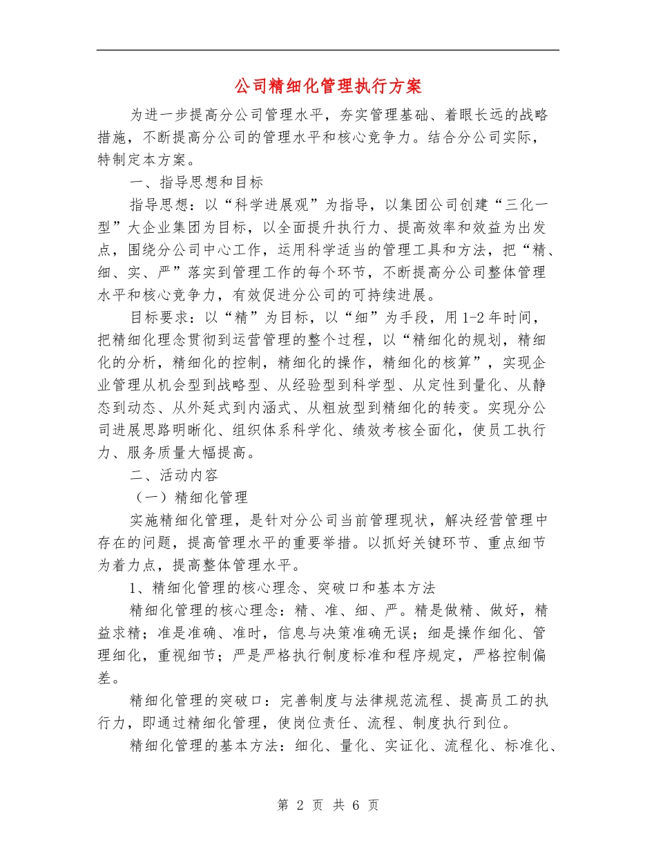 公司精细化管理执行方案_第2页