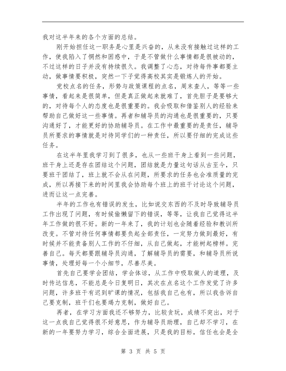 辅导员助理工作总结3篇_第3页