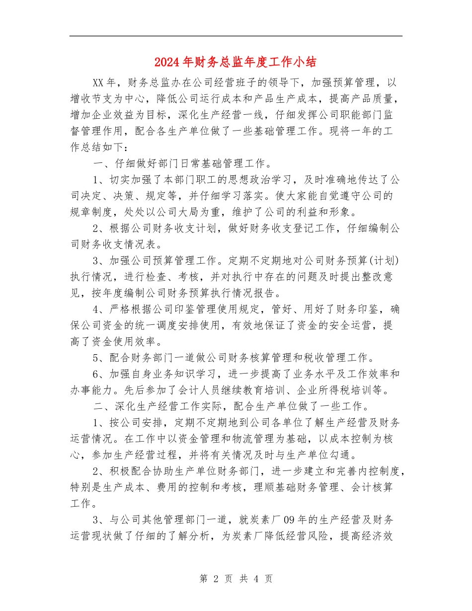 2024年财务总监年度工作小结_第2页