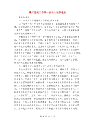 履行党建工作第一责任人述职报告