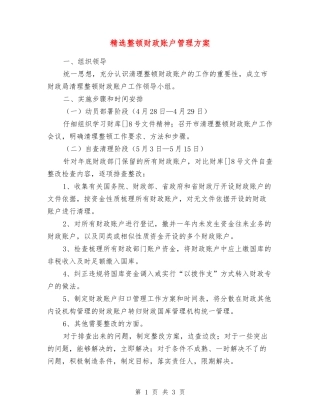 整顿财政账户管理方案