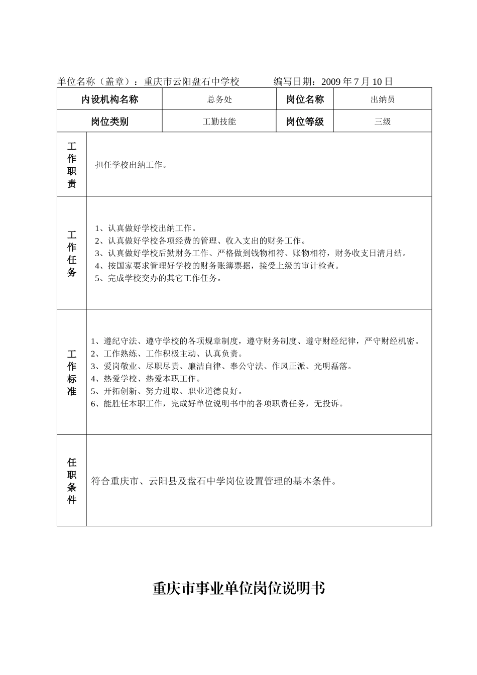 重庆市事业单位岗位说明书(5)_第3页