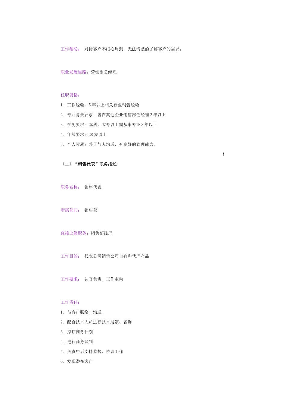 销售部常见职务的职务描述_第2页