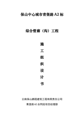 综合管廊施工方案培训资料