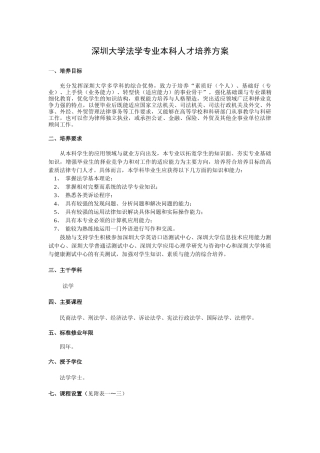 深圳大学法学专业本科人才培养方案