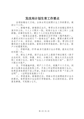 发改局计划生育工作要点