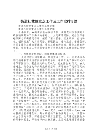 街道社救站重点工作及工作安排5篇