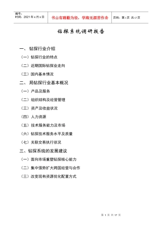 钻探行业系统调研报告