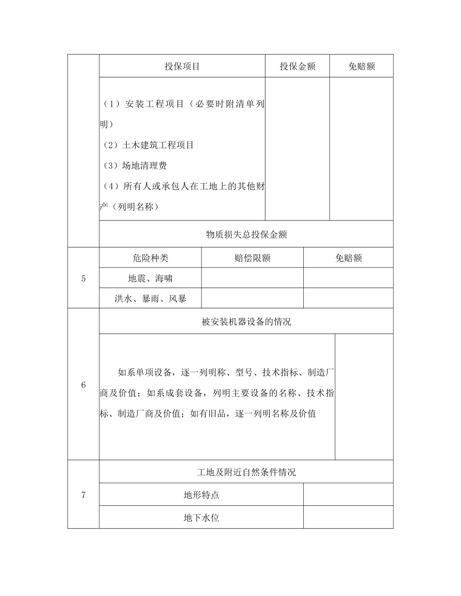 投保申请书（安装工程）_第2页