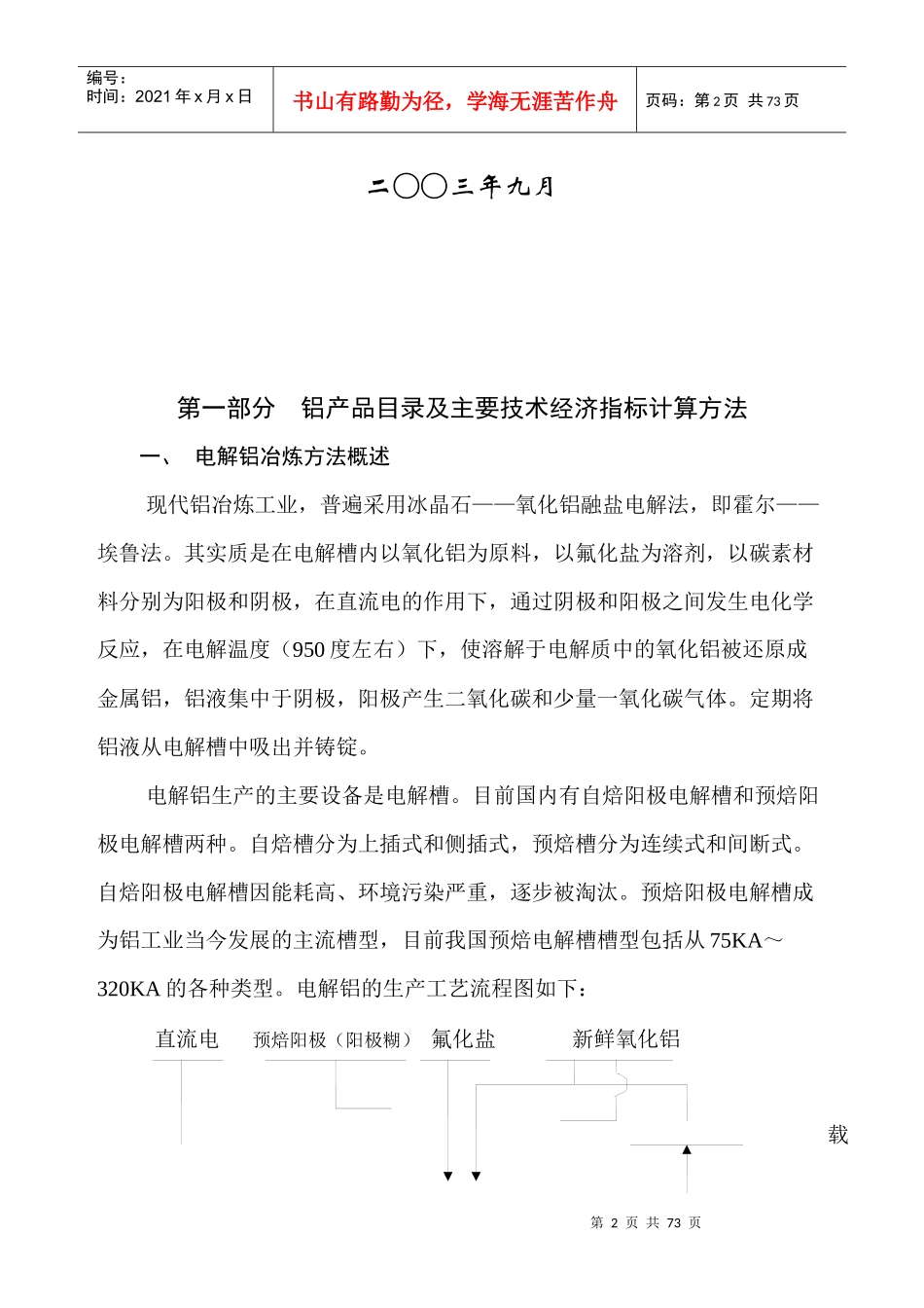 铝行业产品经济指标目录及计算方法_第2页