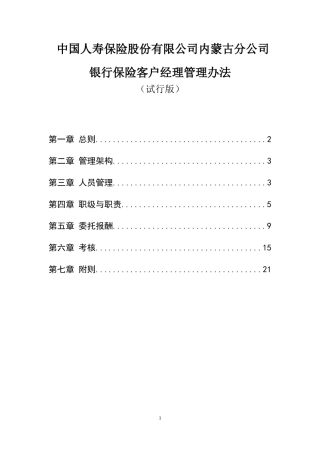 银行保险客户经理管理办法(试行版)副本
