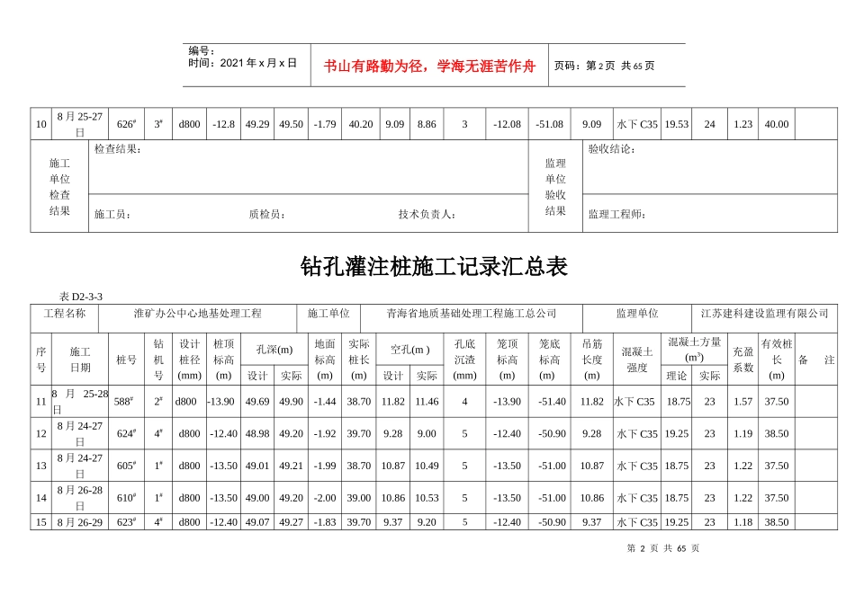 钻孔灌注桩施工记录汇总表_第2页