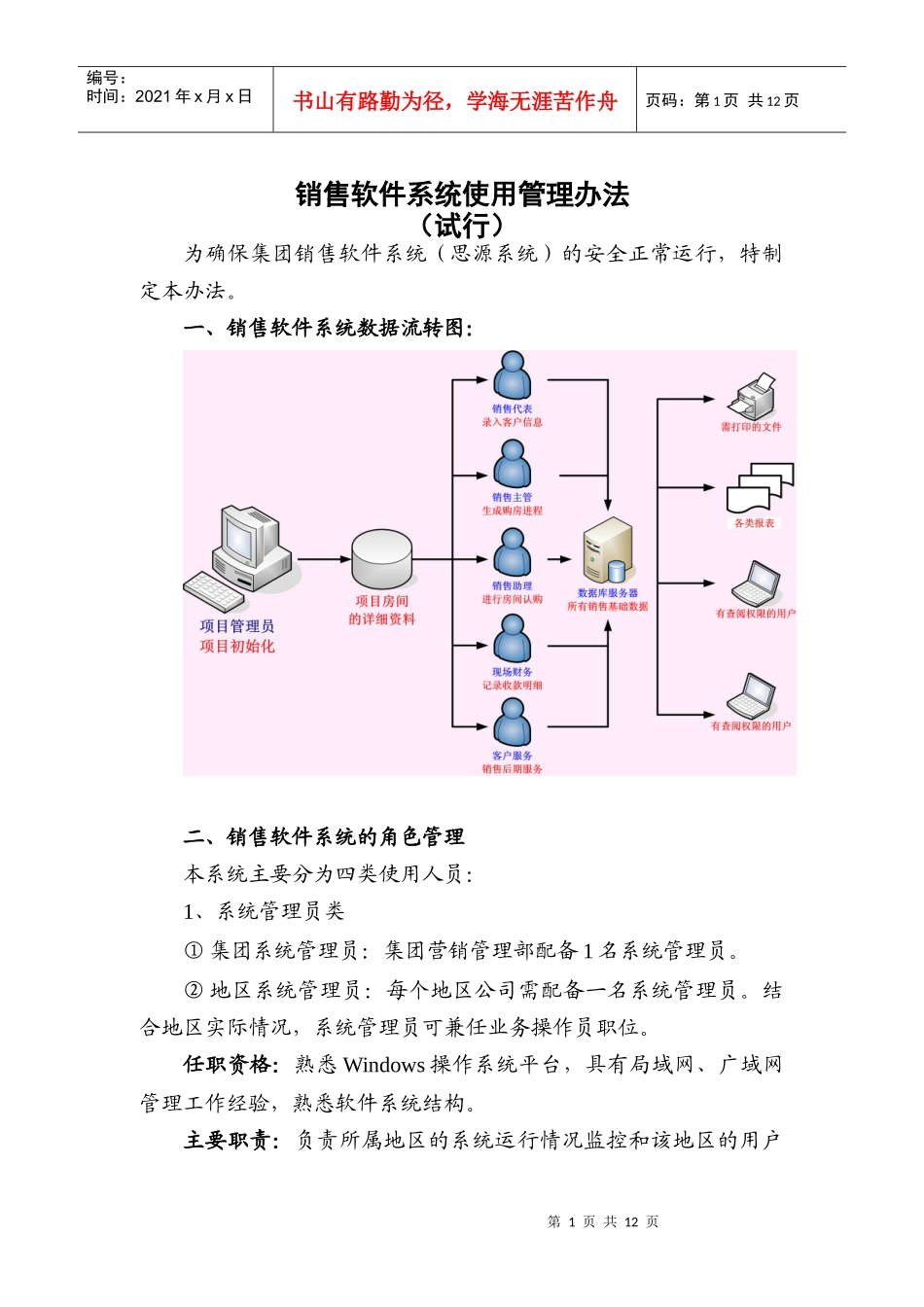 销售软件系统使用管理办法_第1页