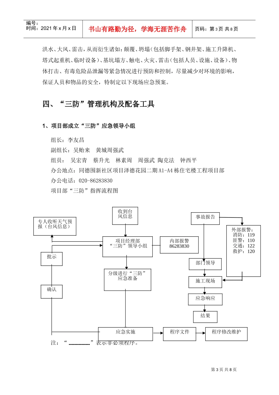 防雷防汛防台应急预案(泽德花园一标段)(DOC7页)_第3页