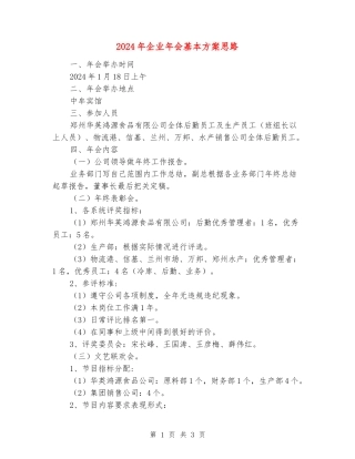 2024年企业年会基本方案思路