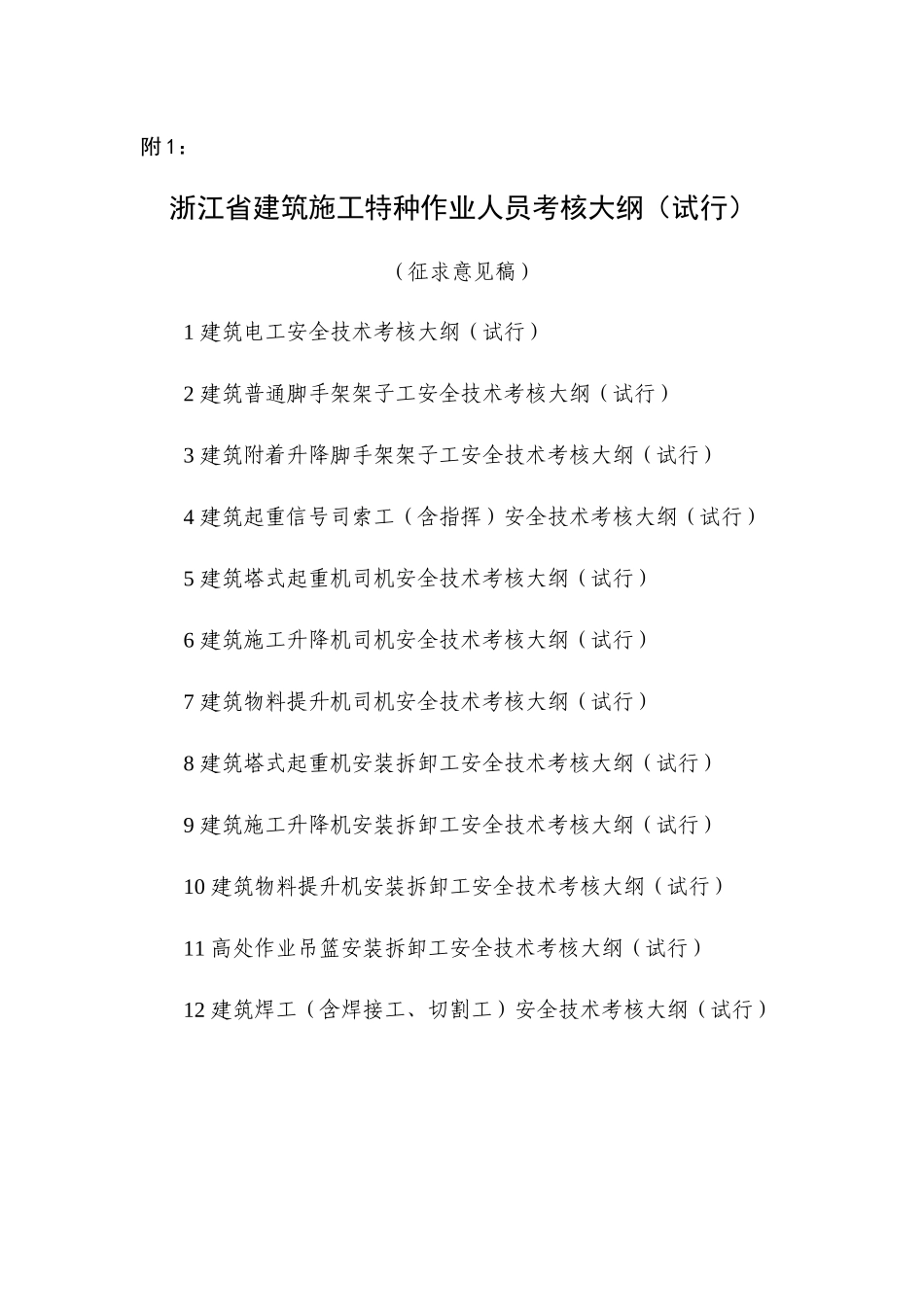 浙江省建筑施工特种作业人员考核大纲_第1页