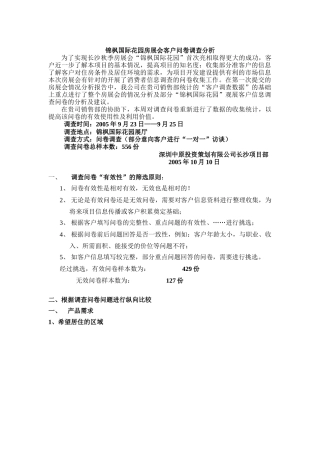 锦枫国际花园房展会客户问卷调查分析
