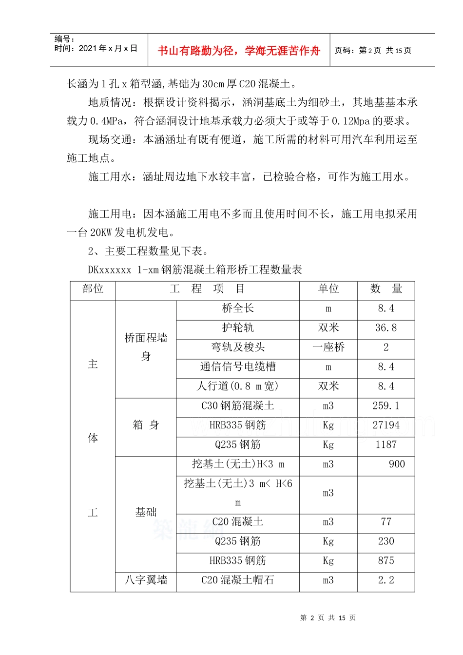 钢筋混凝土箱形桥(涵)既有接长实施性施工组织设计_secret_第2页