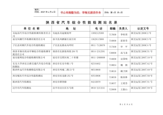 陕西省汽车综合性能检测站名录