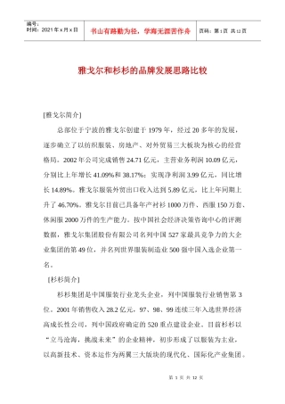 雅戈尔和杉杉的品牌发展思路比较(1)