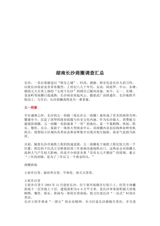 关于湖南长沙商圈的调查汇总