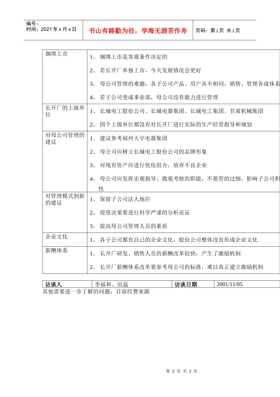 长开副总经理张希泰访谈记录_第2页