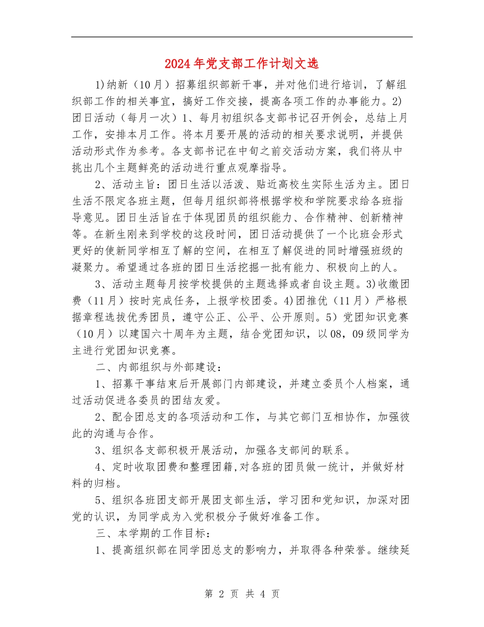 2024年党支部工作计划文选_第2页