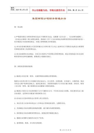 集团公司财务管理办法