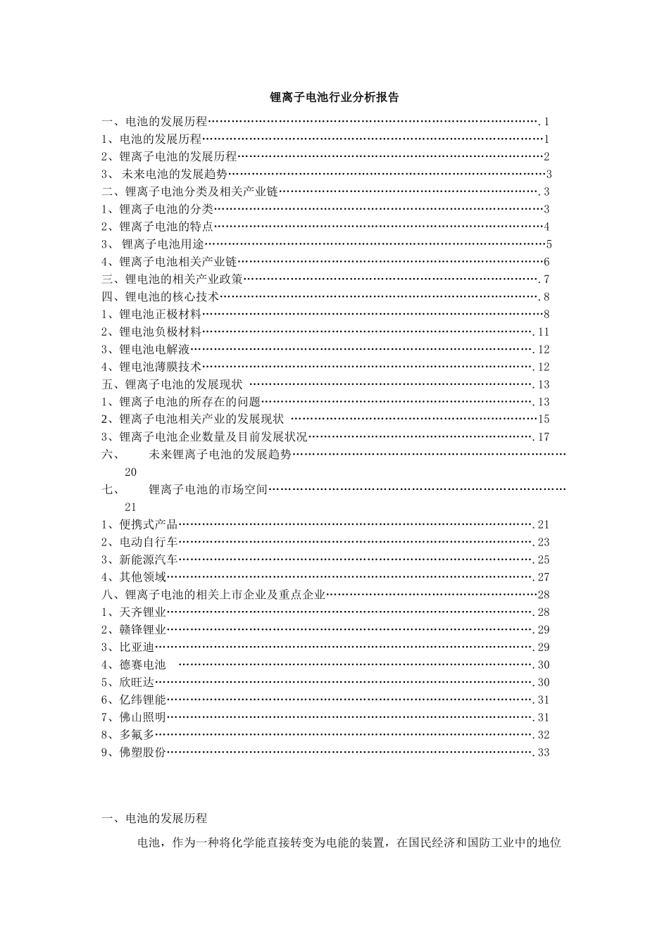 锂离子电池行业分析报告_第1页