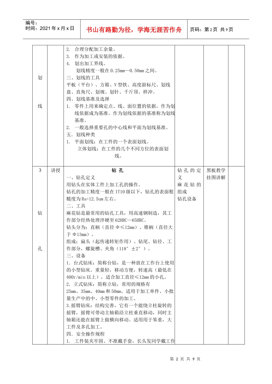 钳工-工程训练教学中心教案_第2页