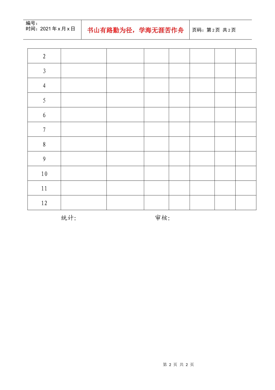销售科管理目标月统计表_第2页